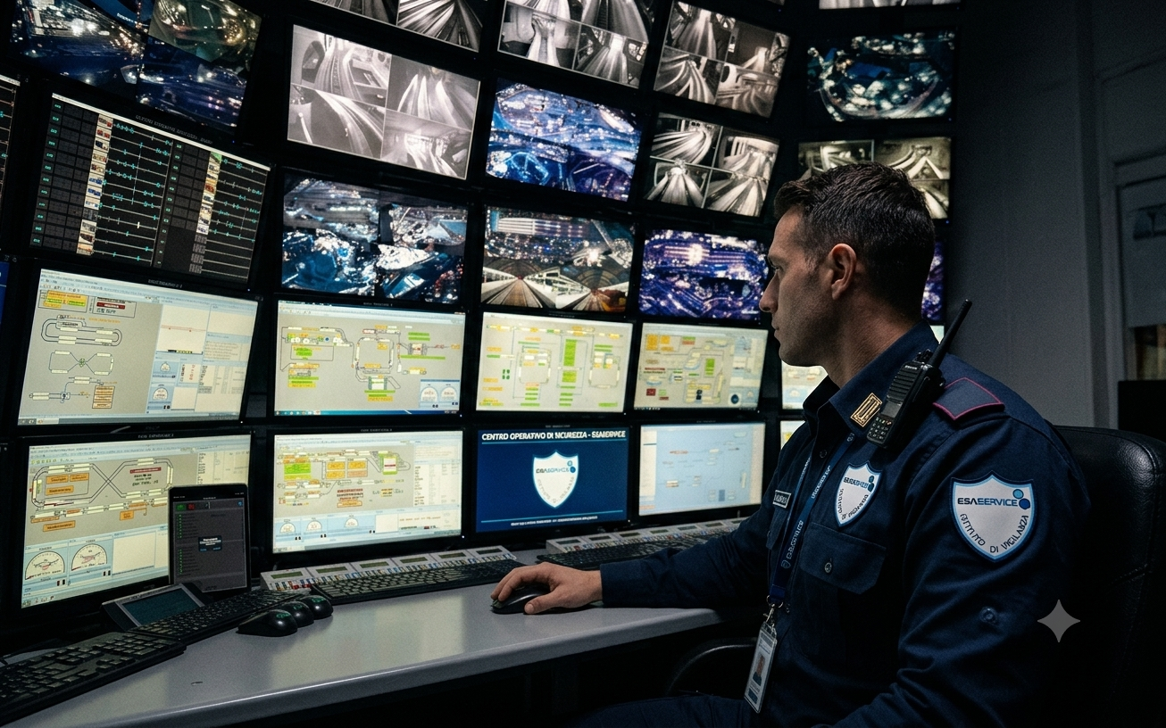 Sala di controllo con monitor